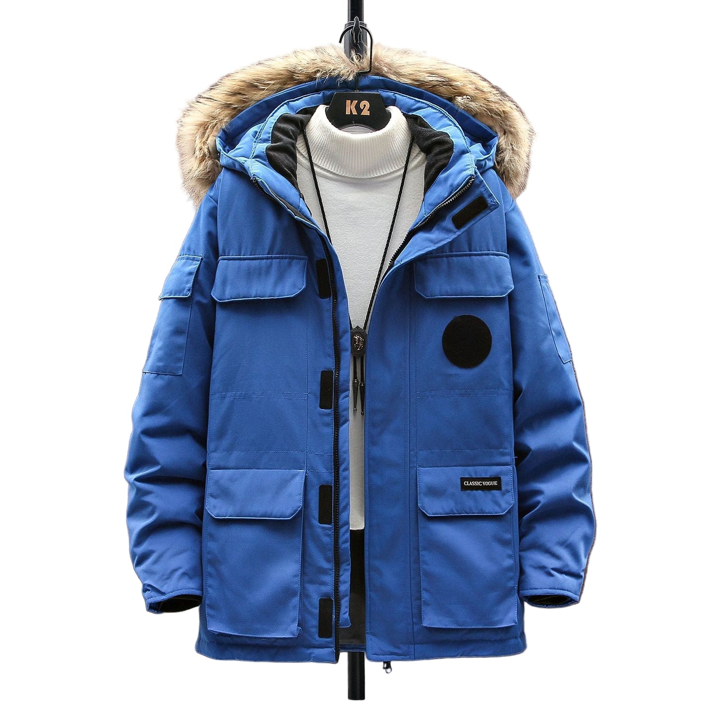 Men’s Tooling Parka – Tide Brand Couple Down Jacket with Oversized Utility Style