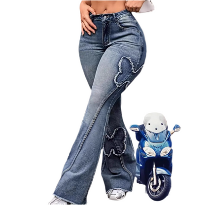 Fashion Elastic Plus Size Women's Denim Flared Pants