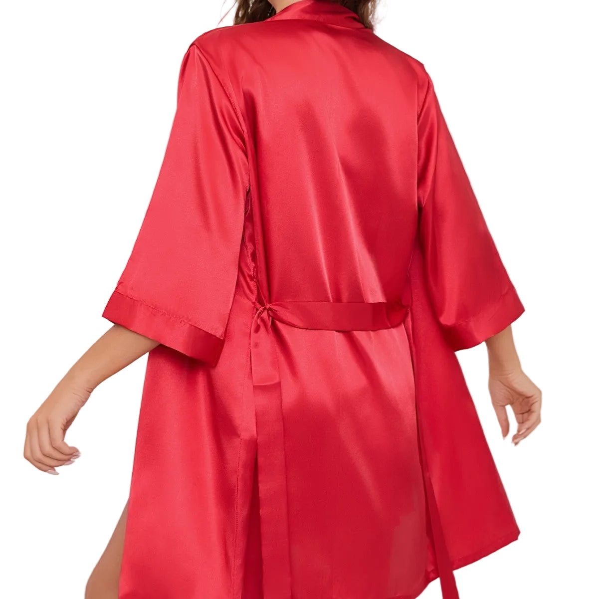 Women’s Silk-Like Nightgown & Robe Lingerie Sleepwear Set