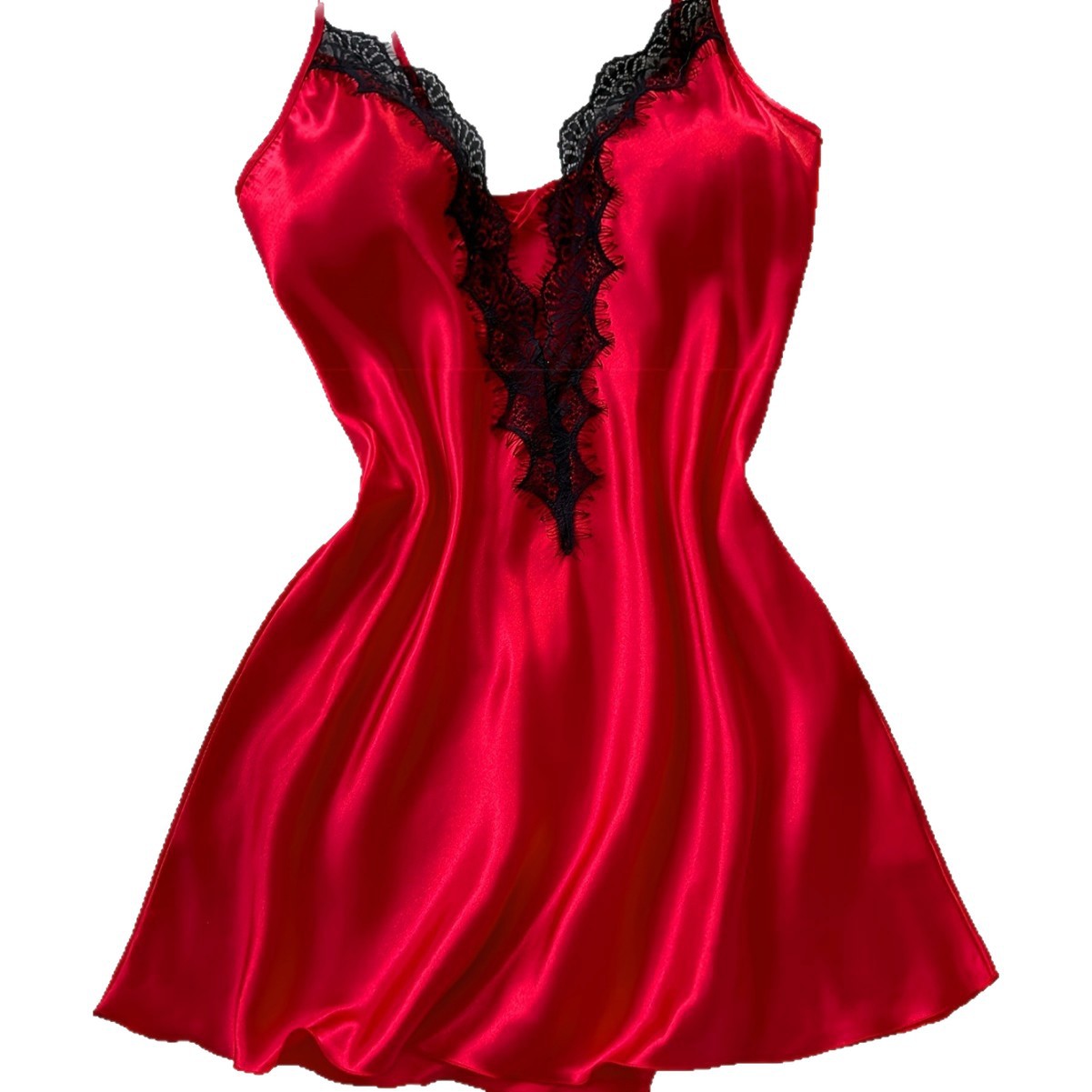 Women’s Lace Trim Satin Nightdress Lightweight Sleepwear