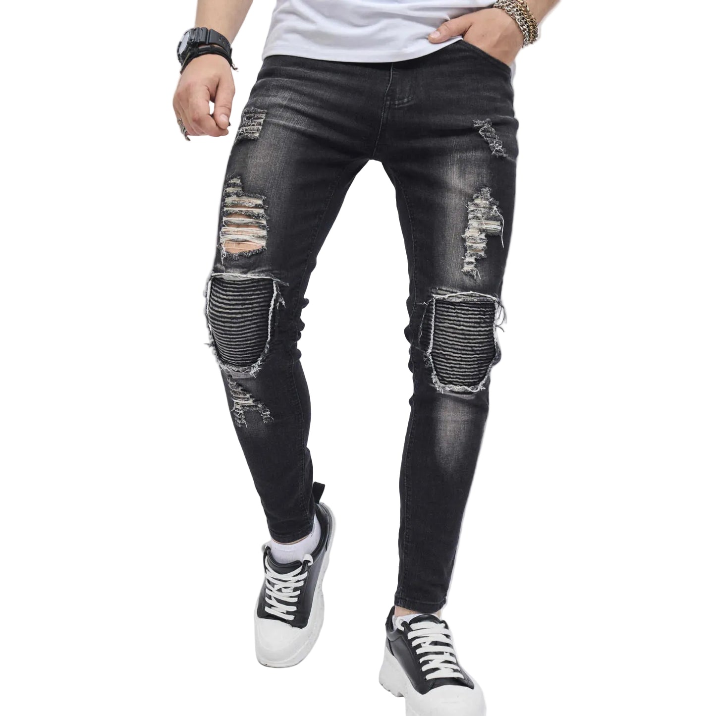 Men's Ripped Slim Stretch Jeans