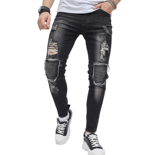 Men's Ripped Slim Stretch Jeans