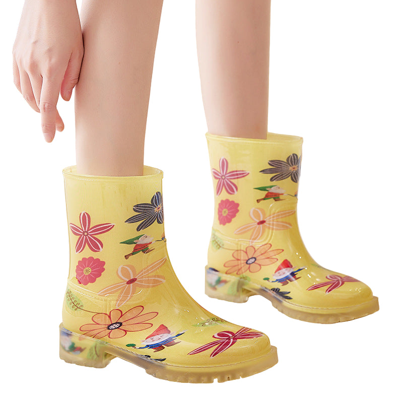 Women’s Mid-High Tube Waterproof Fashion Boots – Stylish All-Weather Shoes