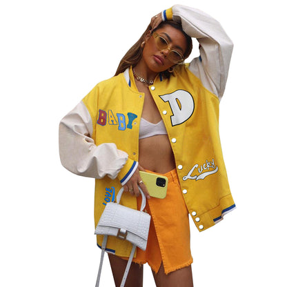 European & American Women’s Fashion Casual Printed Baseball Jacket