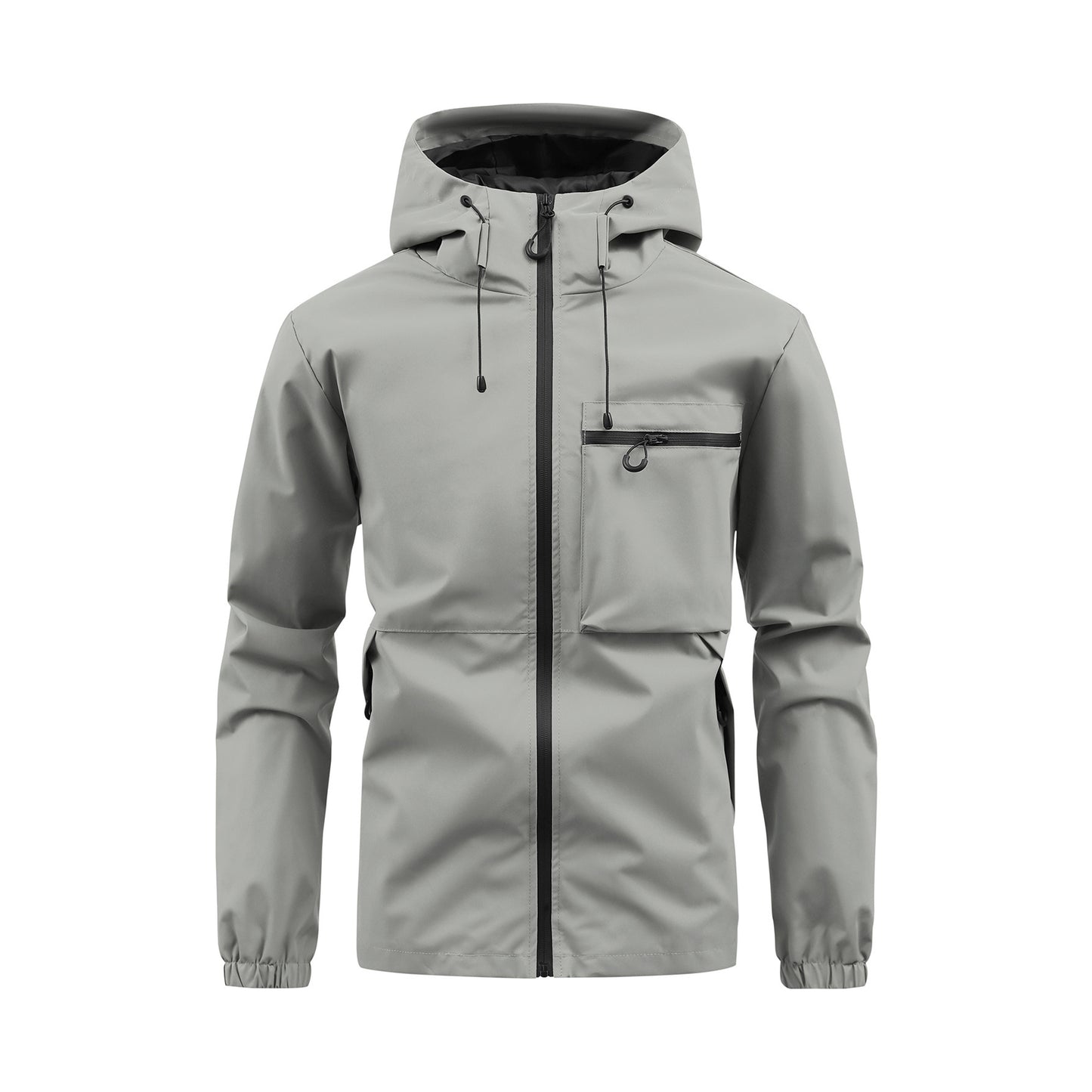 Men’s Fashion Casual Hooded Outdoor Coat – Solid Colour Multi-Pocket Workwear Jacket