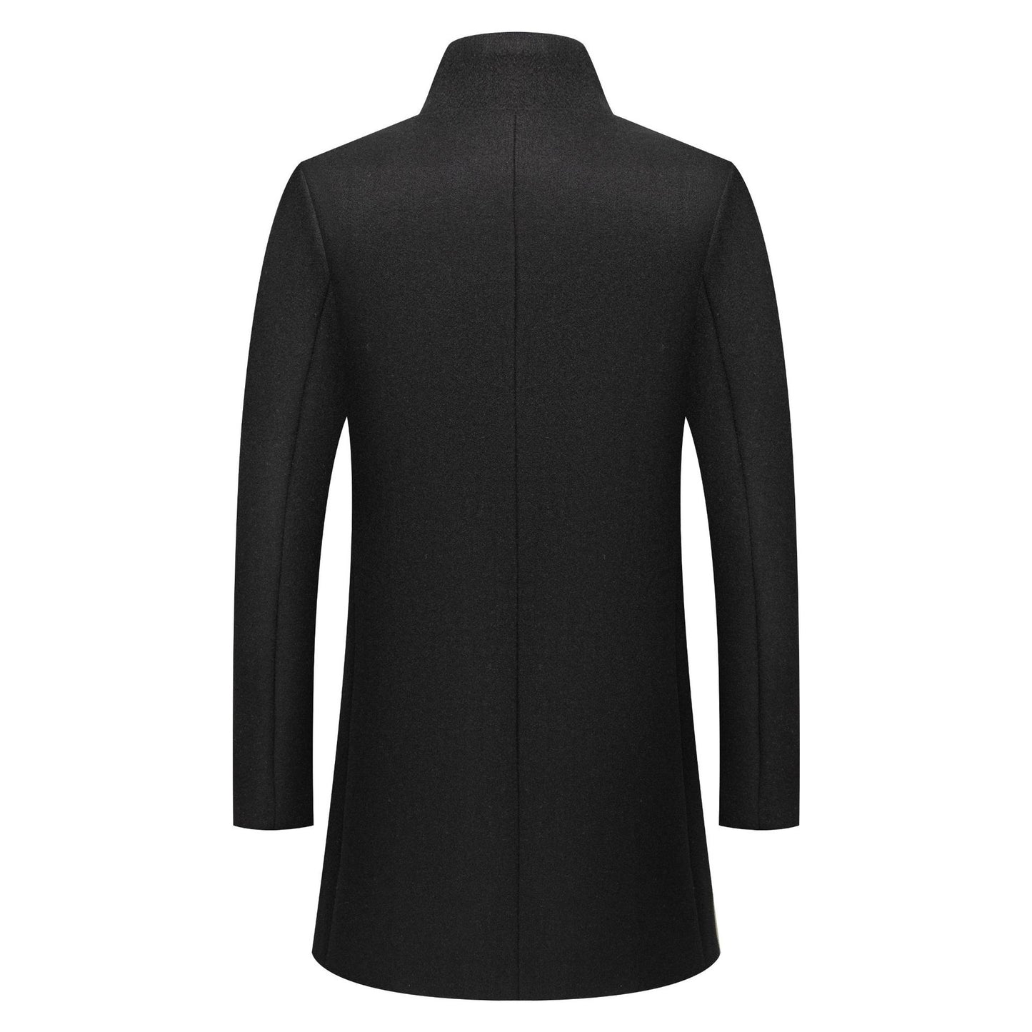 Classic Men’s Stand-Collar Wool Overcoat – Mid Length