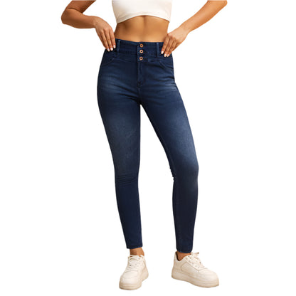 Shascullfites Melody High-Waisted Skinny Jeans for Women – Dark Blue Stretch Denim with Zipper Pockets & Butt-Lifting Fit