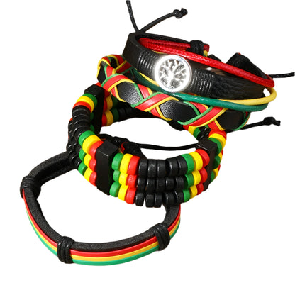 Jamaican Flag-Inspired Beaded Bracelets Set