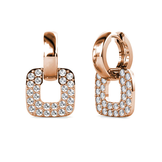 Classic Square Earrings - Rose Gold and Crystal