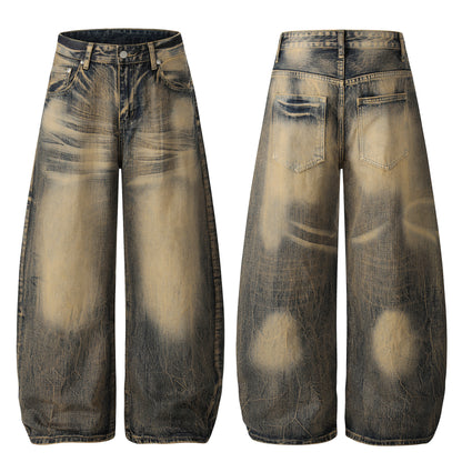 Trendy Loose Casual Denim Pants with Knife-Edge Design
