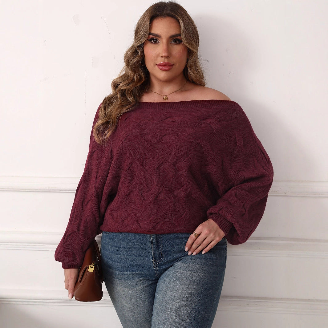 Plus Size Off-Shoulder Batwing Sleeve Pullover – Sexy Loose Fit Women’s Top
