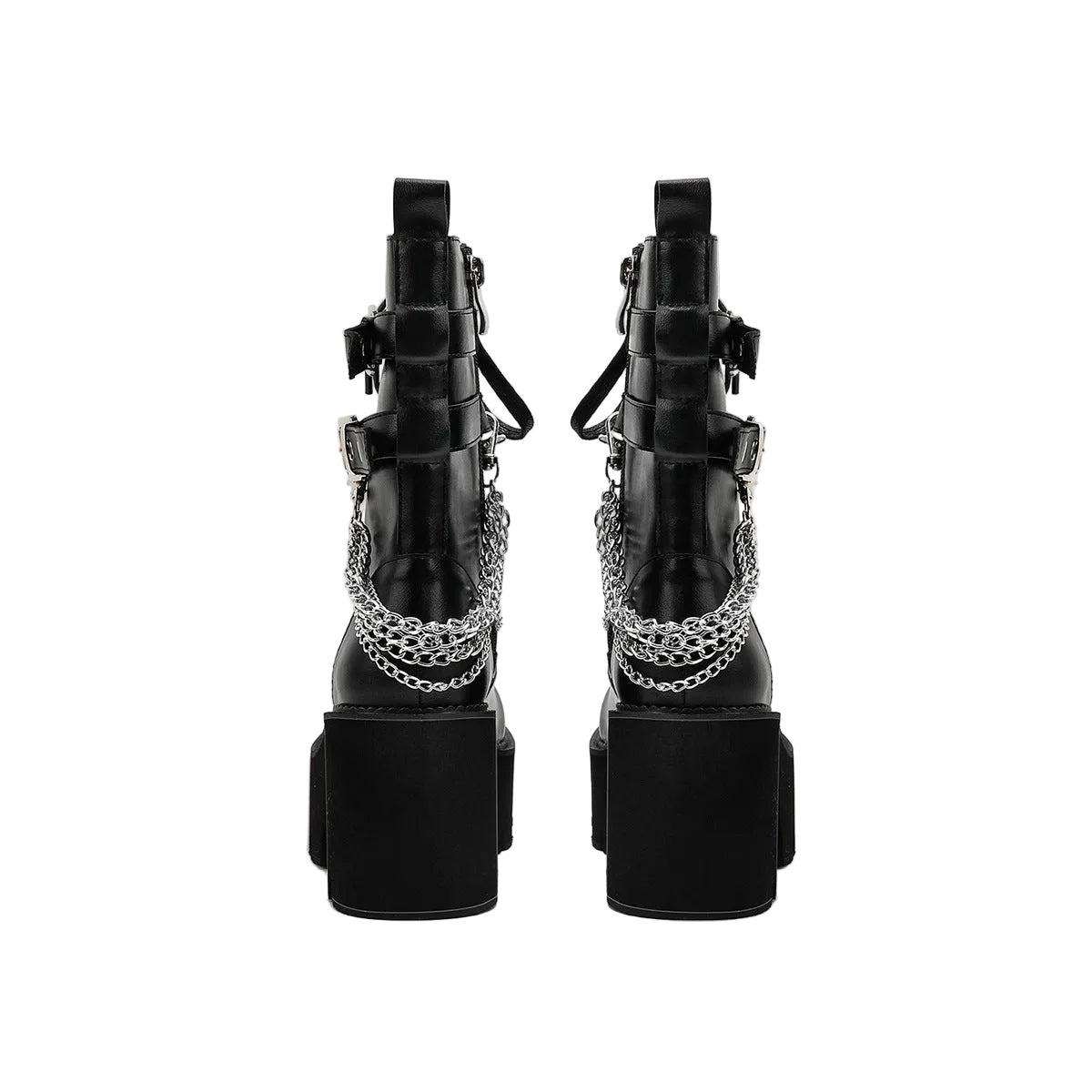 Thick Sole Muffin Platform Boots with Belt Buckle Design