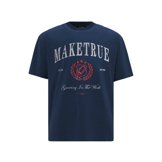 Letter Printed Pure Cotton Short Sleeved T-Shirt