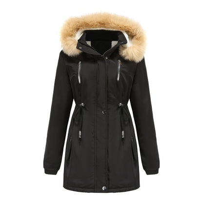 Women’s Thick Lamb Velvet Cotton Jacket with Detachable Hood & Fleece Lining