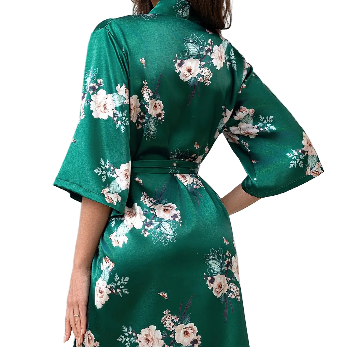 Women’s Satin-Like Long Sleeve Tie-Up Robe Sleepwear