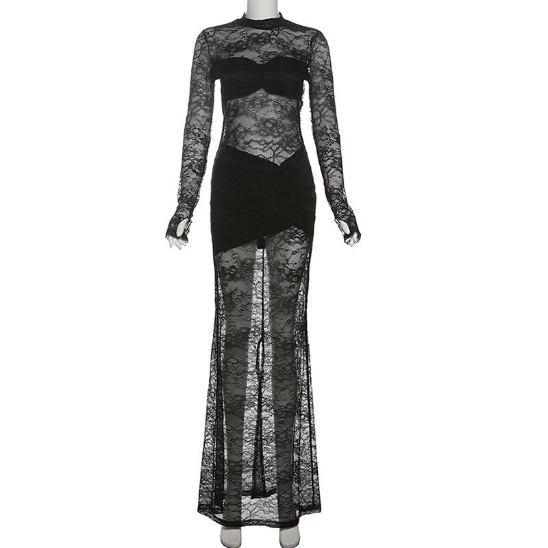 Sexy Spliced Mesh Cut-Out Fitted Bodycon Dress