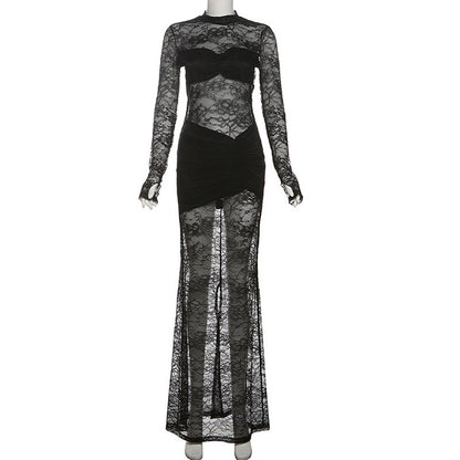 Sexy Spliced Mesh Cut-Out Fitted Bodycon Dress
