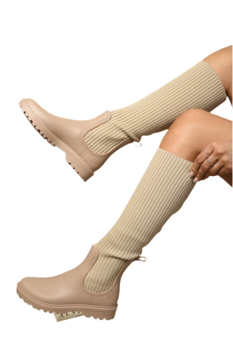 High Sock Platform Boots