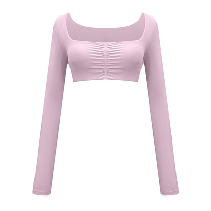 Women’s Solid Color Two-Piece Sports Set – Long Sleeve Top & Flared Pants