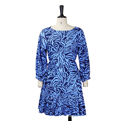 African Print Loose Fit Maxi Dress – Casual Pleated Tie-Up Style