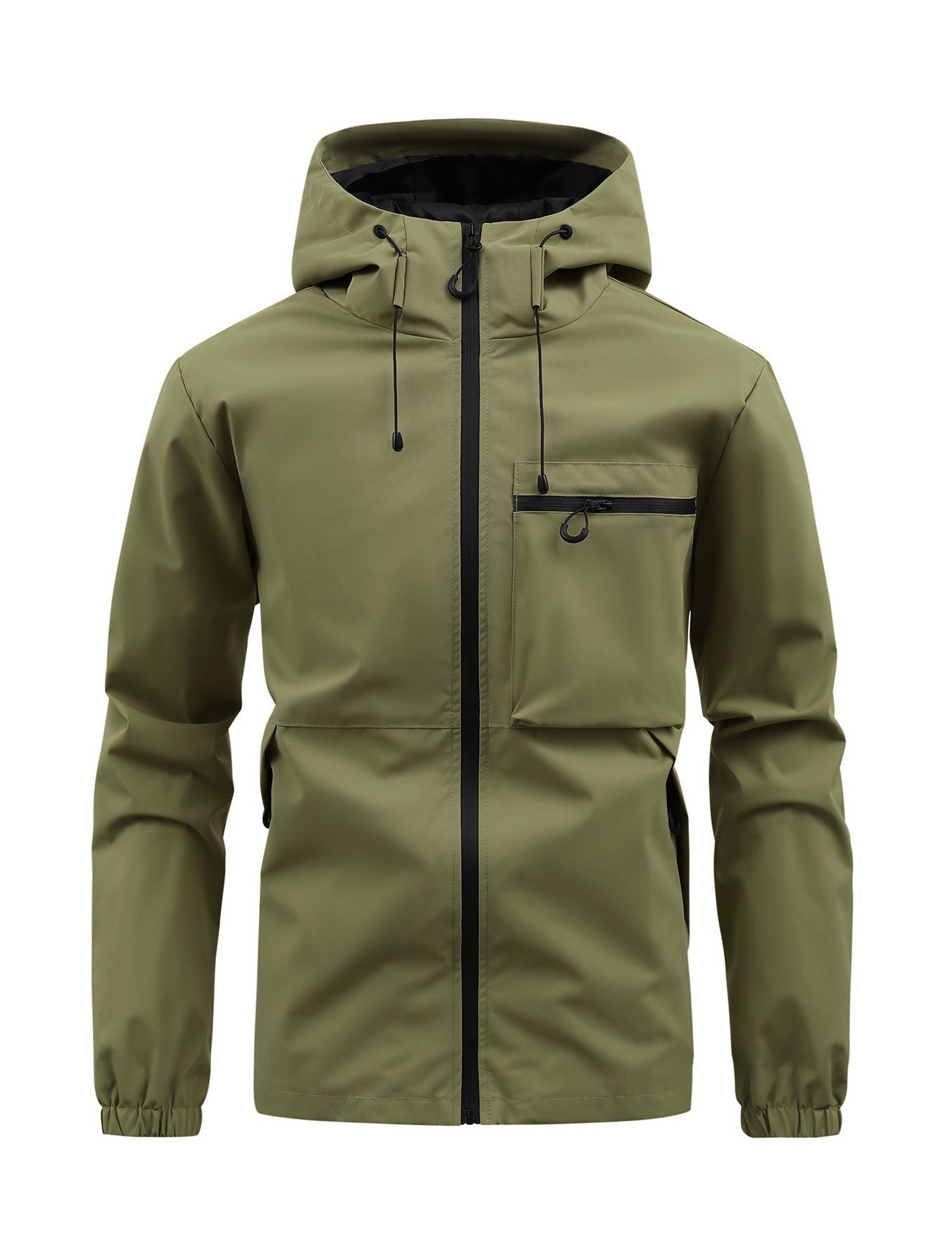 Men’s Fashion Casual Hooded Outdoor Coat – Solid Colour Multi-Pocket Workwear Jacket
