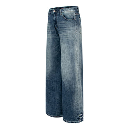 Loose Fit Distressed Straight Leg Denim Pants
