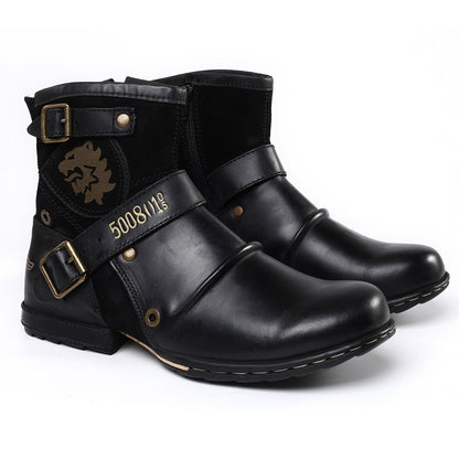Men’s Western Denim Leather Martin Boots