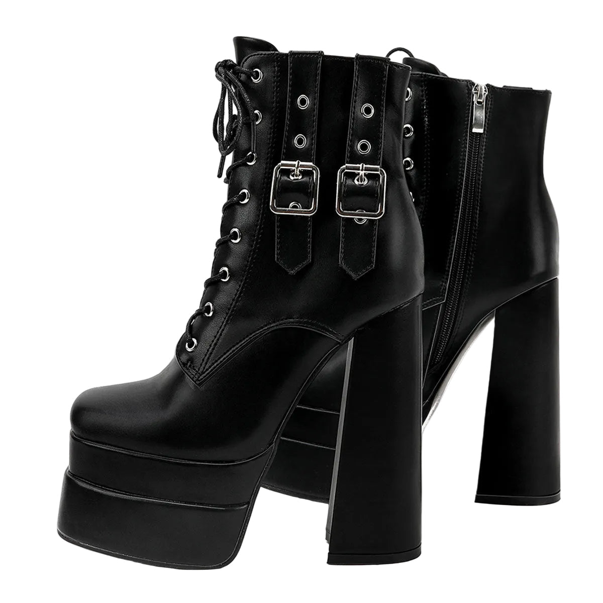 High Shaft Chunky Heel Square Toe Boots for Women
