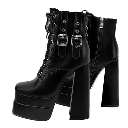 High Shaft Chunky Heel Square Toe Boots for Women