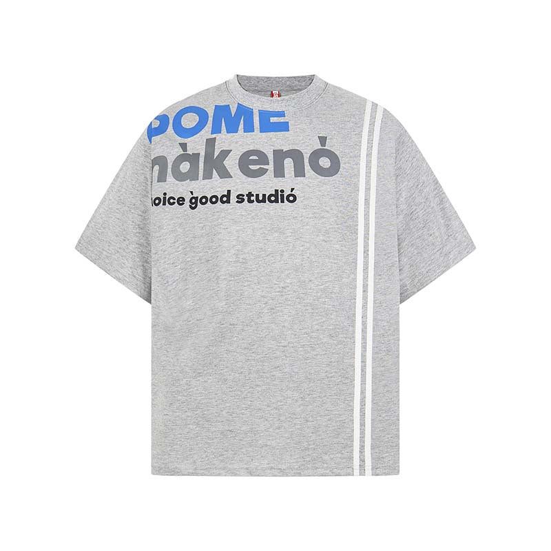 Letter printed vertical design short sleeved shirt