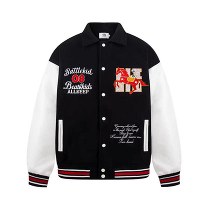 Men’s Letter Embroidered Varsity Baseball Jacket