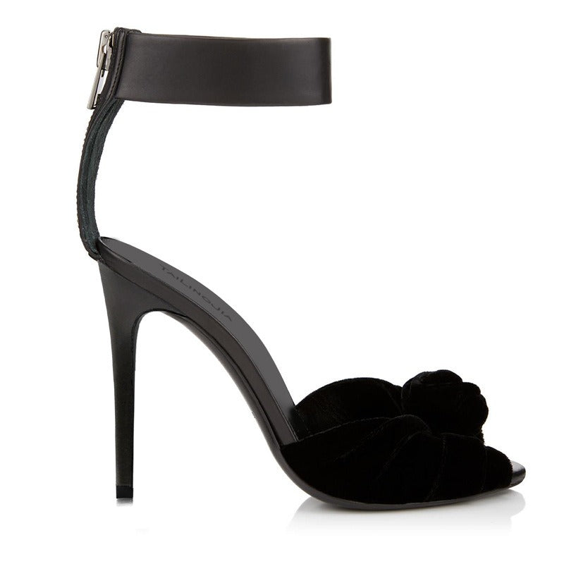 Women’s Red & Black Velvet Knotted Platform High Heel Sandals
