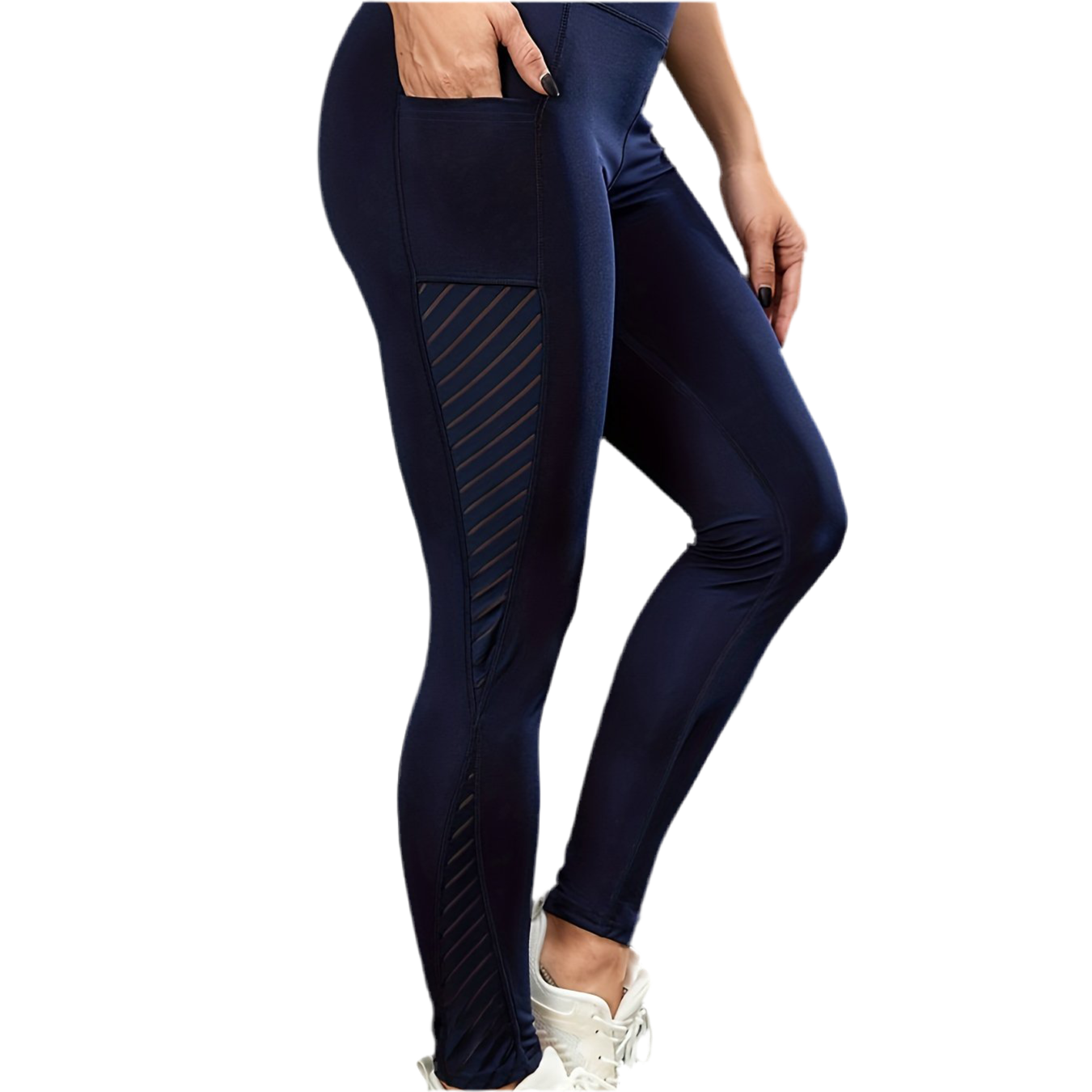 Women's High-Waist Yoga Leggings with Breathable Mesh Panels - Stretchy, Butt-Lifting Workout Pants for Running & Fitness, Running Pants, Mesh Patching