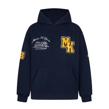 Embroidered letter hooded sweatshirt