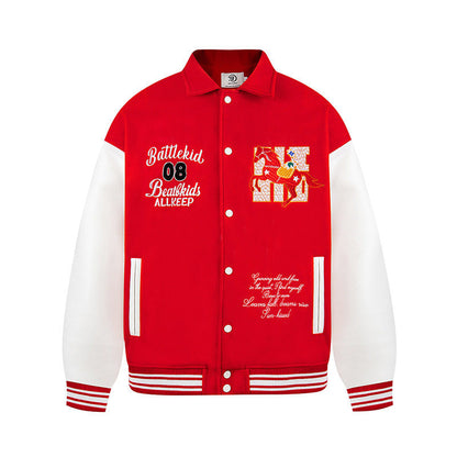 Men’s Letter Embroidered Varsity Baseball Jacket