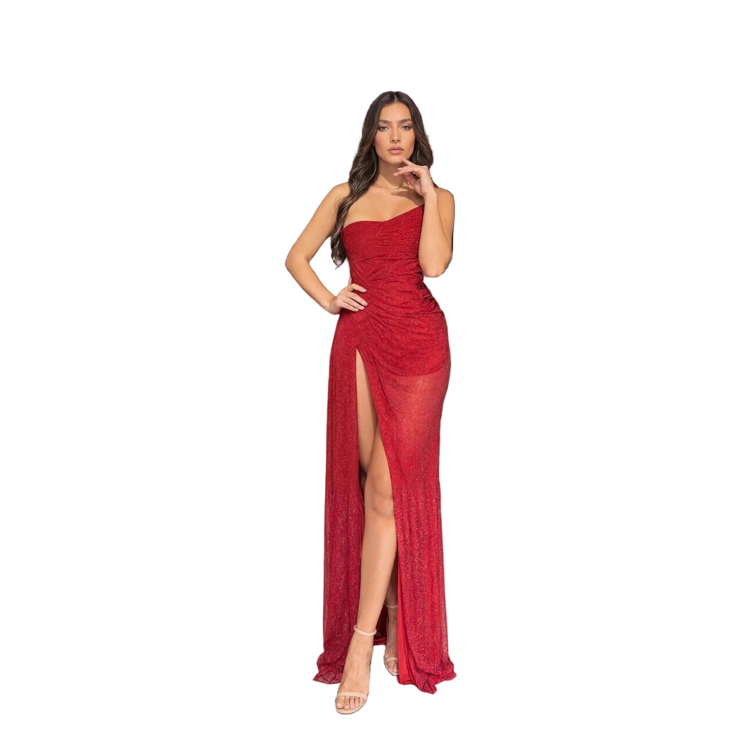 Elegant Sequin Asymmetrical Slit Evening Dress