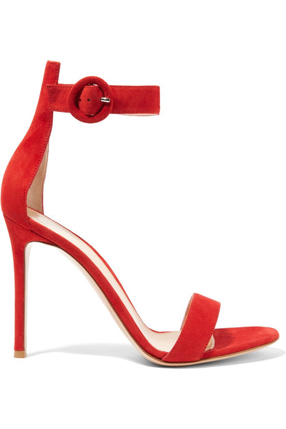 Chic One Strap Velvet Block Heel Sandals for Women