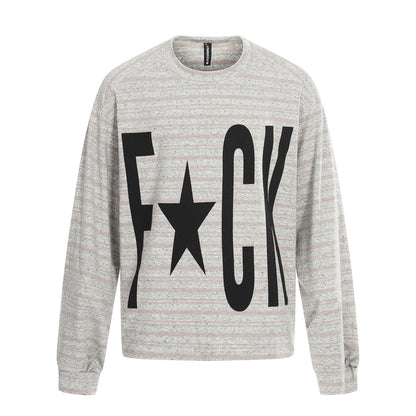 Casual Striped Long Sleeve T-Shirt with Letter Print