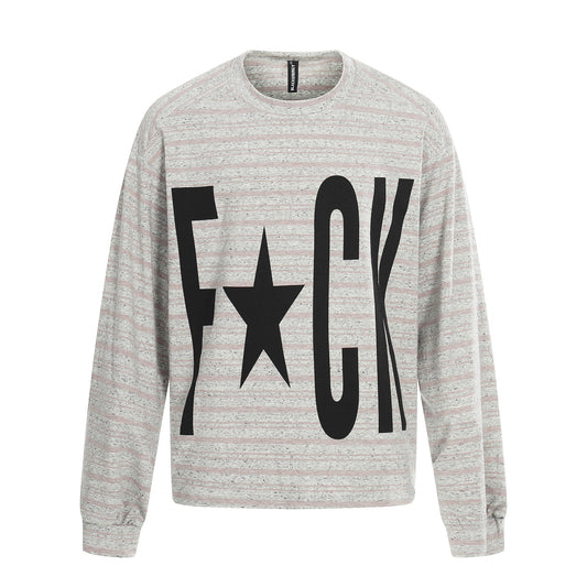 Casual Striped Long Sleeve T-Shirt with Letter Print