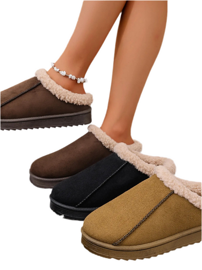 Cozy Faux Fur Lined Slippers – Plush Indoor Comfort with Non-Slip Sole