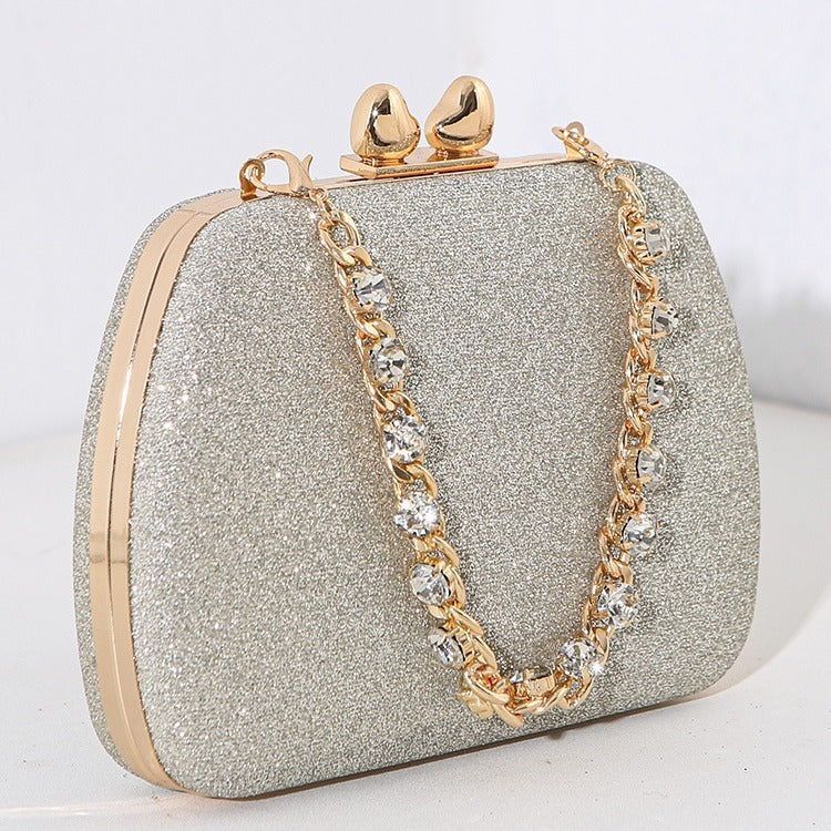 Diamond Chain Rhinestone Mini Square Bag