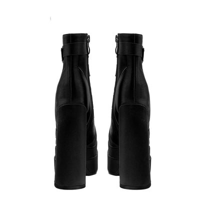 New Super High Heel 14cm Platform Thick Heel Square Head Silk Women's Smoke Pipe Boots Large Size 42