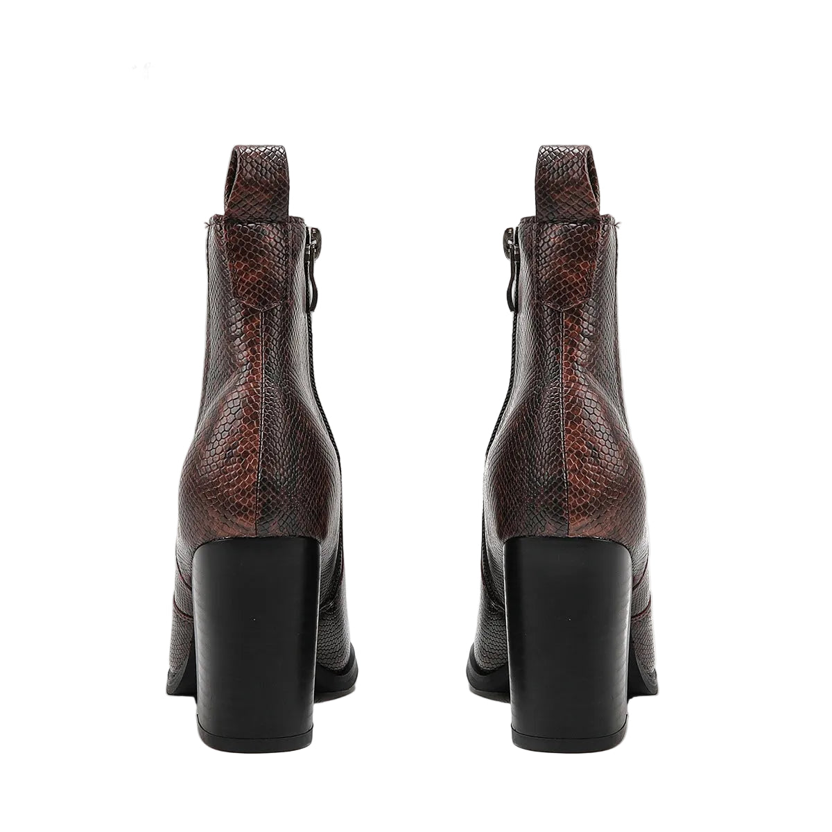 Fashion Pointed Toe Snakeskin Ankle Boots – Chunky Heel