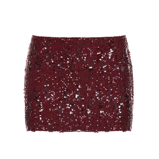 Women’s Red Sequin Bodycon Short Skirt