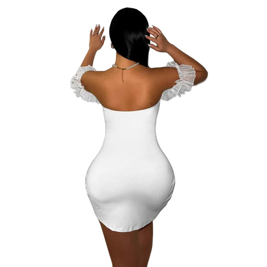 Strapless Fitted Bodycon Dress with Asymmetrical Hem