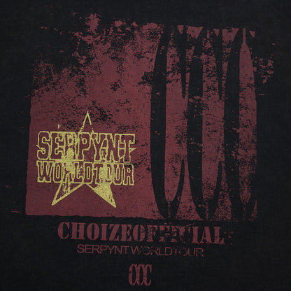 Graffiti distressed printed cotton washed short sleeved shirt