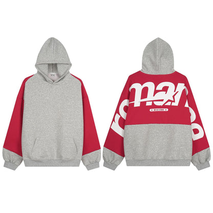 Alphabet patch embroidery splicing hooded sweatshirt jacket