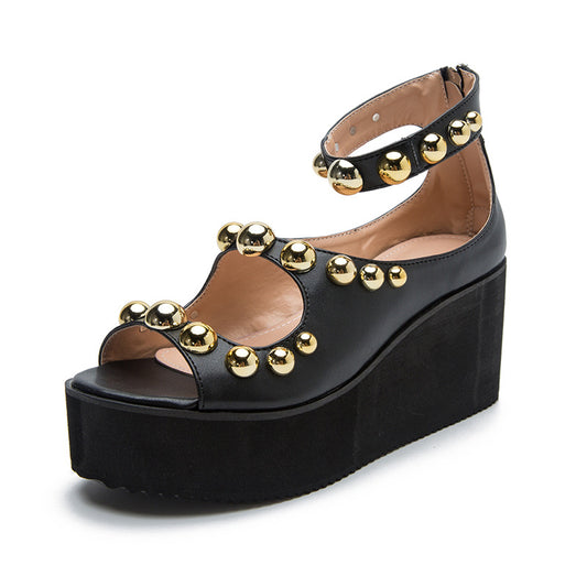 Roman Style Wedge Platform Sandals with Buckle Strap