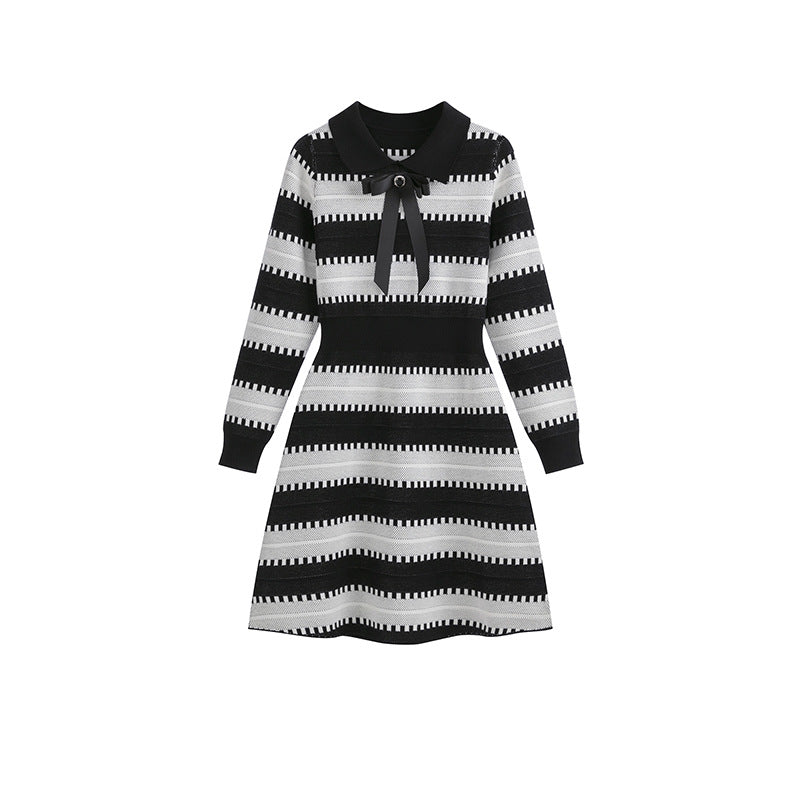 Chic Striped A-Line Slim Fit Dress