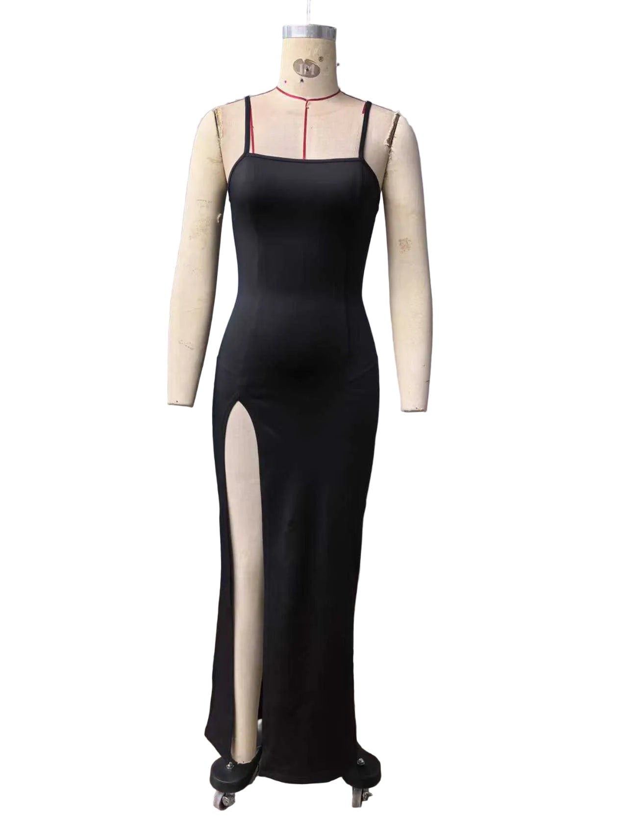 Backless Slit Maxi Dress with Thin Straps
